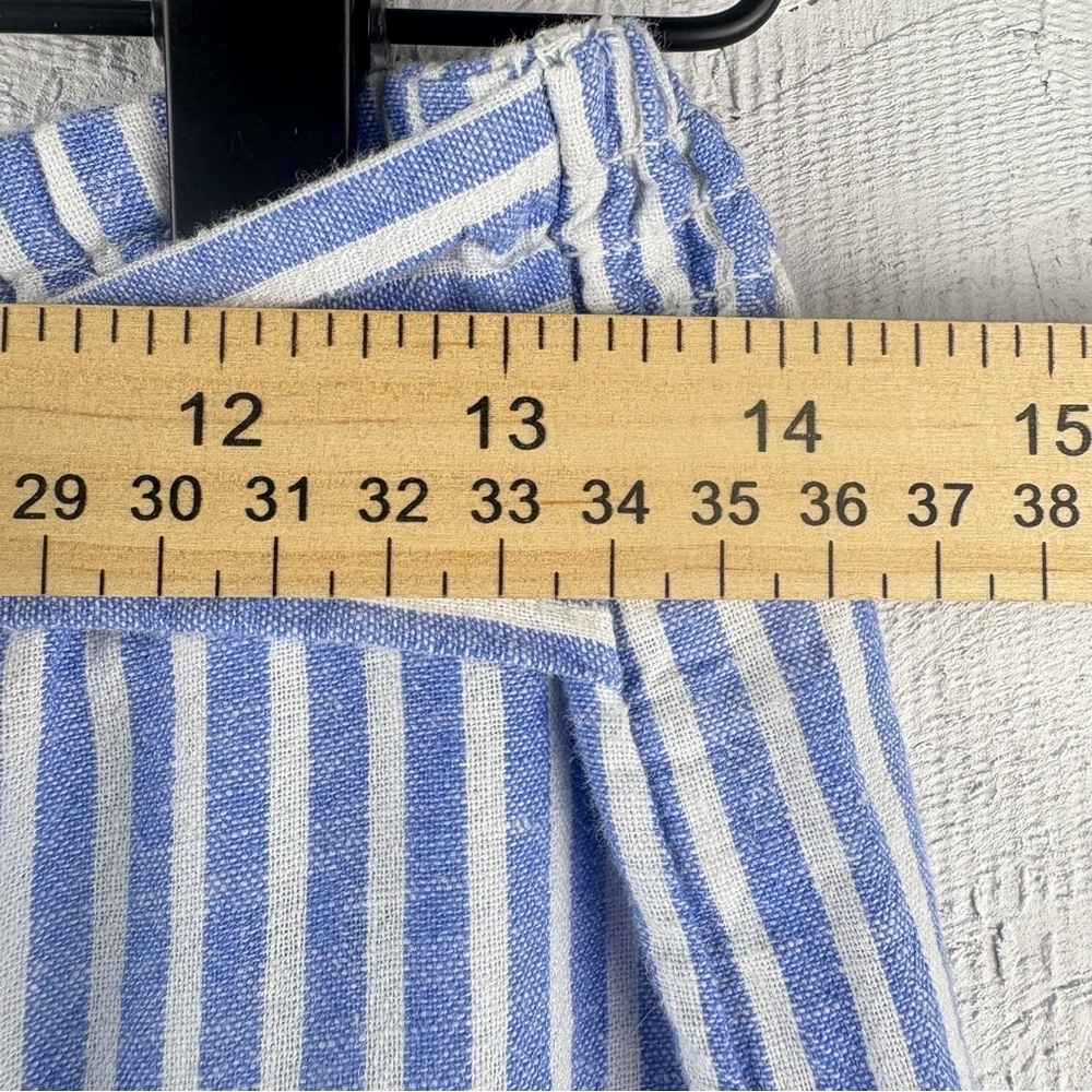 beachlunchlounge Blue and White Striped Wide Leg Linen Blend Pants Tie Waist Sm - Picture 5 of 6